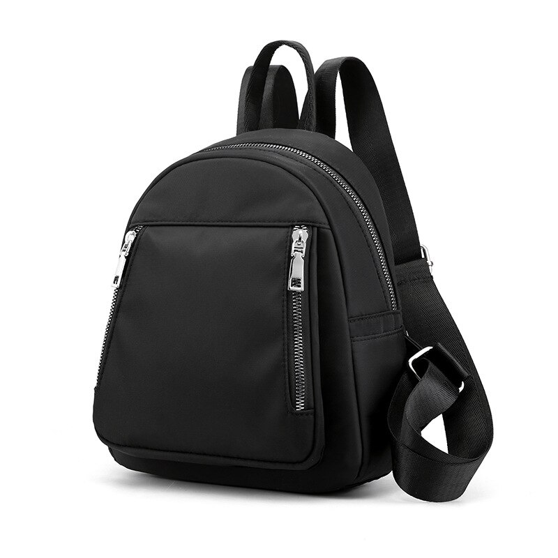 Backpack WOMEN'S Bag Style Nylon Oxford Cloth Backpack One Shoulder Canvas Bag Waterproof Mini Bag: Black and White with Pattern