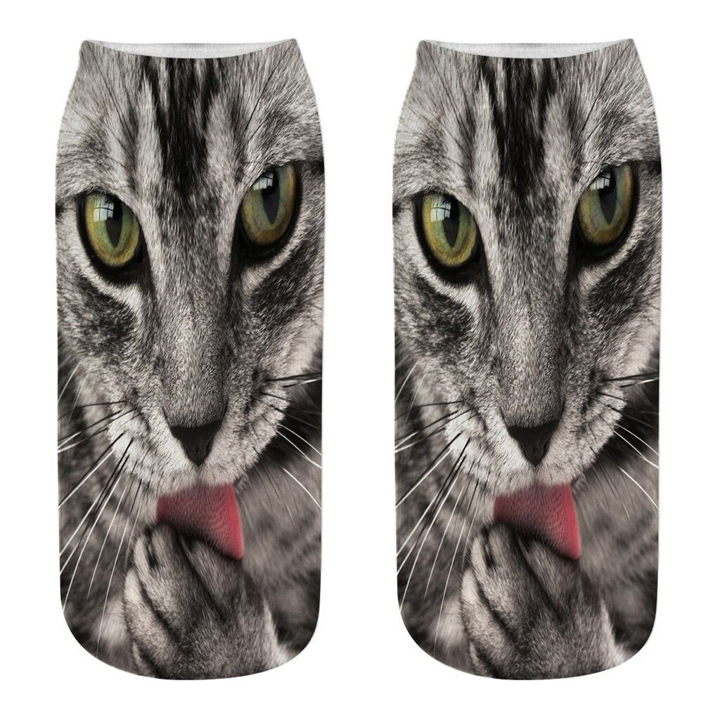 #30 Funny Socks Women Men 3d Novelty Crazy Funny Cat Ankle Socks Cute Colorful Cartoon Low Cut Socks Kobieta Skarpety: S