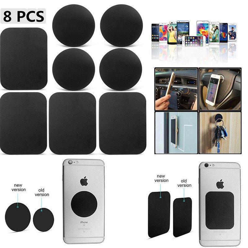 8 Pcs Magnetic Metal Plates Sticker for Smart Phones Matte Black Universal Magnet Car Stand Mount Iron Sheet Sticker