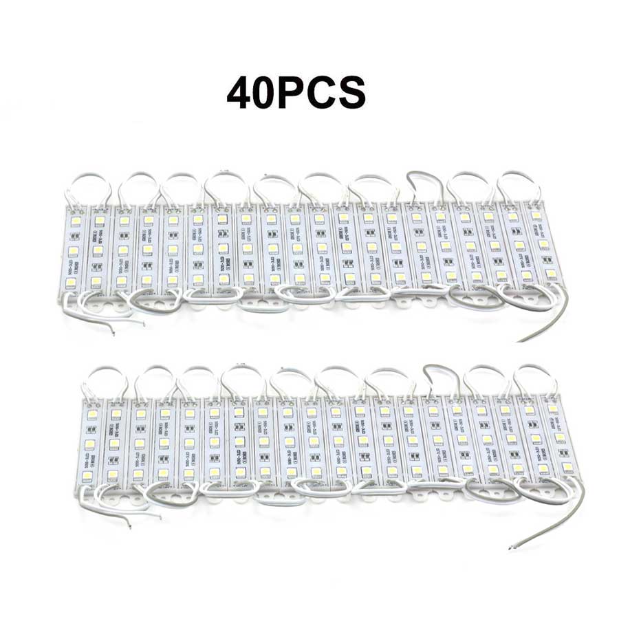 Smd 5050 led moduler lys 3 ledet  dc12v vanntett reklame skilt butikk front lys stripe lampe moduler sett hvit farge: 40 stk