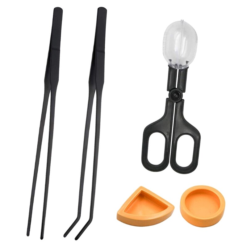 Reptile Cleaning Tools with Vents Amphibian Feeding Tongs Worm Dishes 5 Pack Feeding Tools for Fish Aquariums