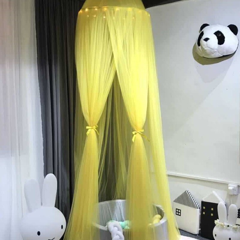 15 kleuren baby klamboe luifel kinderkamer decoratie koepel klamboe hemelbed gordijn voor kind babybed luifel roze blauw: Geel