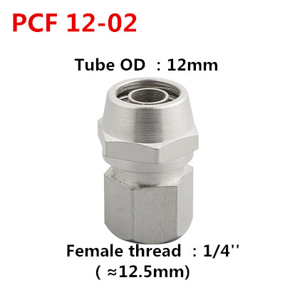 1PCS Internal Thread Straight Through Copper Material Pneumatic Screw PCF Quick Connectors Fitting Gas Hose One Touch Push Into: 12-02