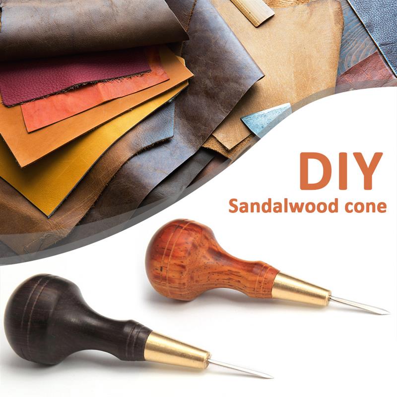 Diamond-shaped blade cutter sewing awl cutting leather wooden handle cutting leather craft sewing tool