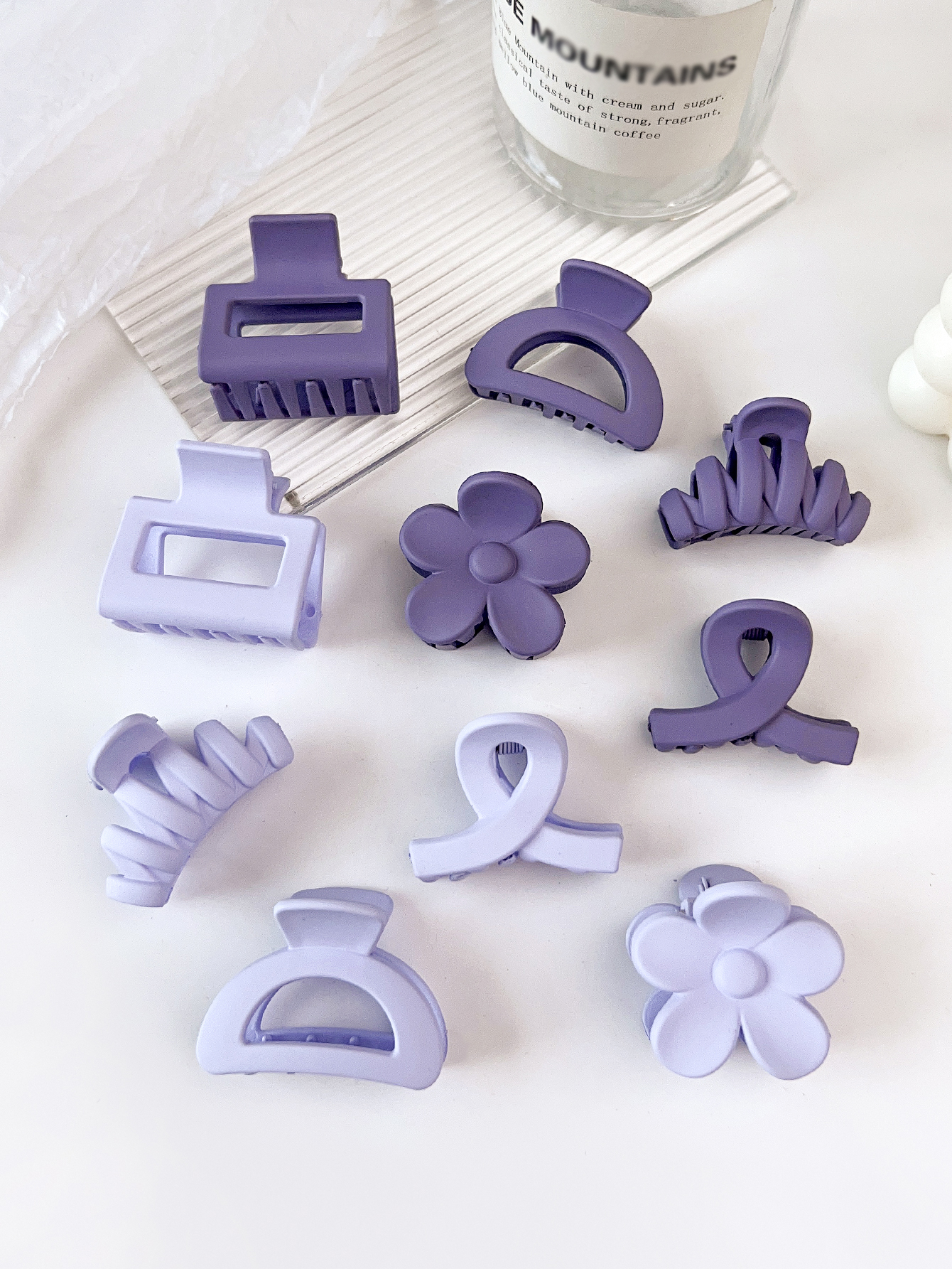 10 Pcs Pink Small Claw Clips Set,Matte Tiny Flower Jaw Clips for Women Girls,5 Style Nonslip for Thin Medium Fine Hair: Lavender