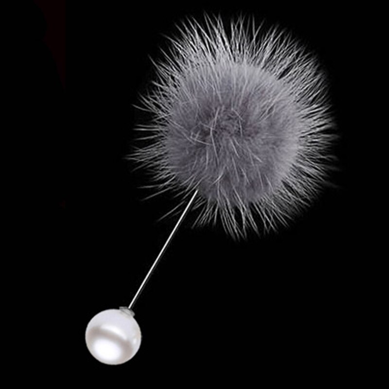Neue Nette Charme Simulierte Perle Brosche Stifte Für Frauen Koreanischen ist hingefallen Bommel Ball durchbohren Revers Broschen Kragen Schmuck: B3-grau
