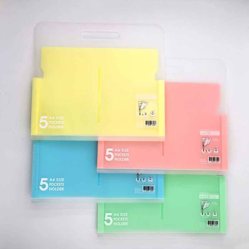 Multi-layer PP 6 color folder A4 student organ file plastic paper data bag Filing Products 5 index document bag