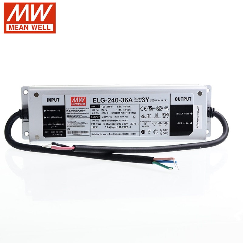 MEAN WELL ELG-240 240W LED Power Supply 110V/220VAC to 24V 36V 42V 48V 54VDC waterproof IP65 Meanwell Adjustable led driver PFC