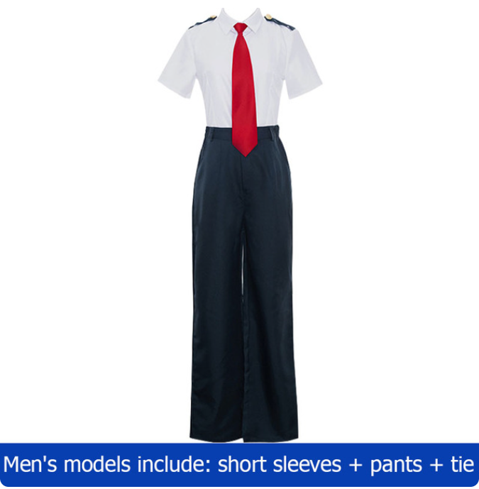 My Hero Academia Anime Midoriya Izuku Cosplay Costume Todoroki Shoto School Uniform Set Wig Suit Unisex Halloween Role Play: XXL / Brown