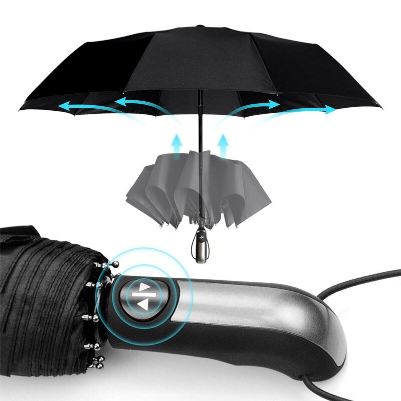 Paraguas resistente al viento totalmente automático paraguas para lluvia para hombres 3 paraguas plegable de paraguas compacto grande de viaje de negocios coche 10K paraguas