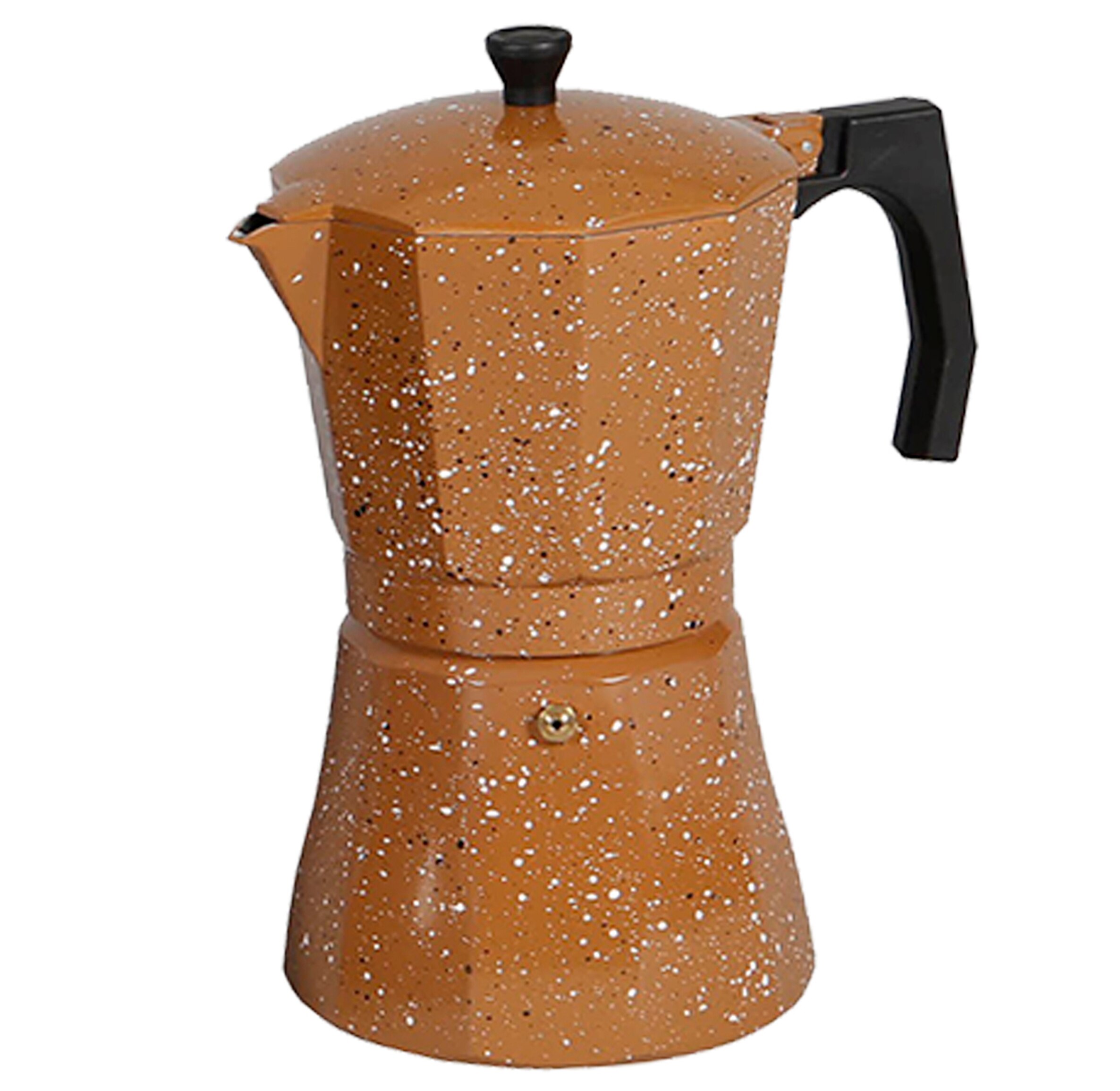 Cafetera italiana clásica aluminio revestido de mármol 9 o 12 Tazas | 3 colores | cafetera Moka vitrocerámica (marrón): Brown 12 cups