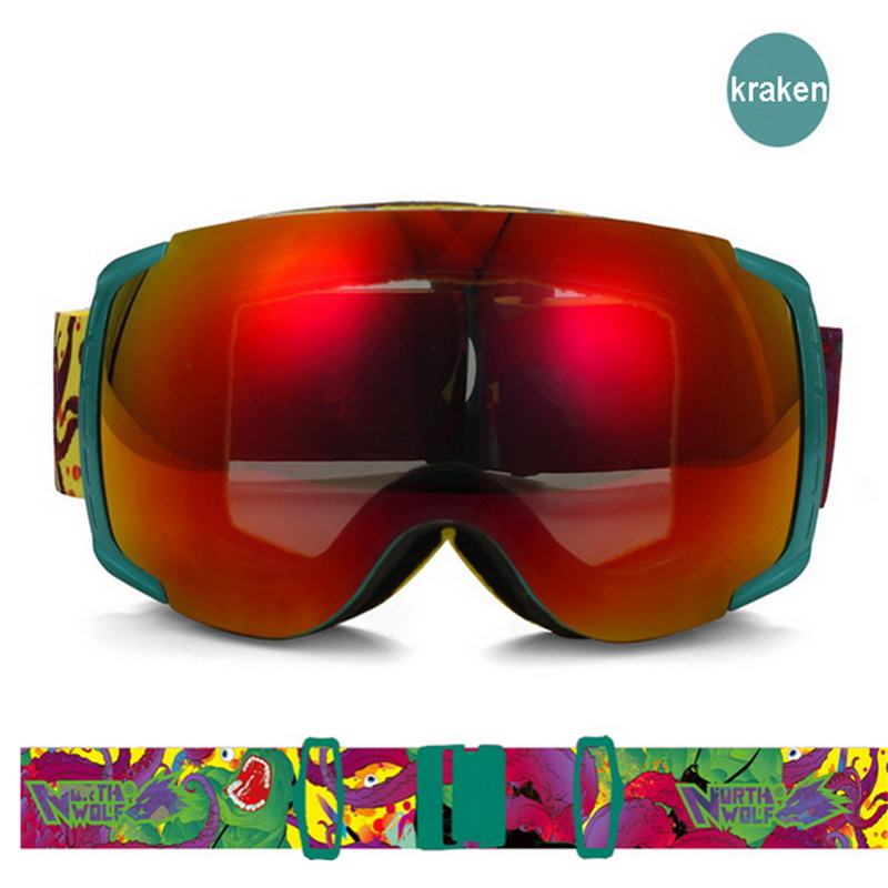 NORTH WOLF gafas de esquí profesionales Unisex Anti-niebla gafas de esquí dobles UV400 gafas de esquí deportivas de nieve gafas de Snowboard