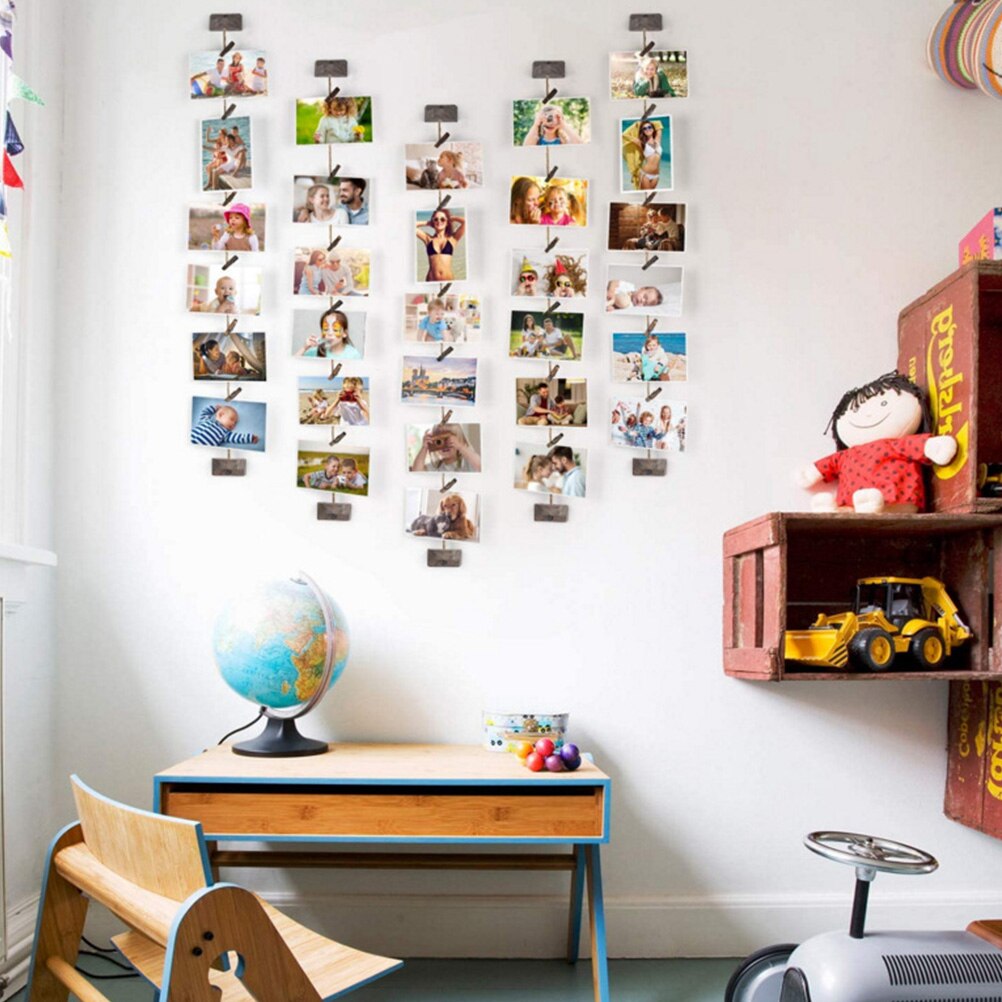 1 Set DIY Wall Art Decor Hanging Photo Display String Pictures Collage Frame