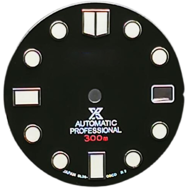 28.5mm NH35 Watch Dial Black Matte Abalone Modified Dial C3 Green Luminous Dial for NO.5 SKX007 NH35 NH36 Movement with S LOGO