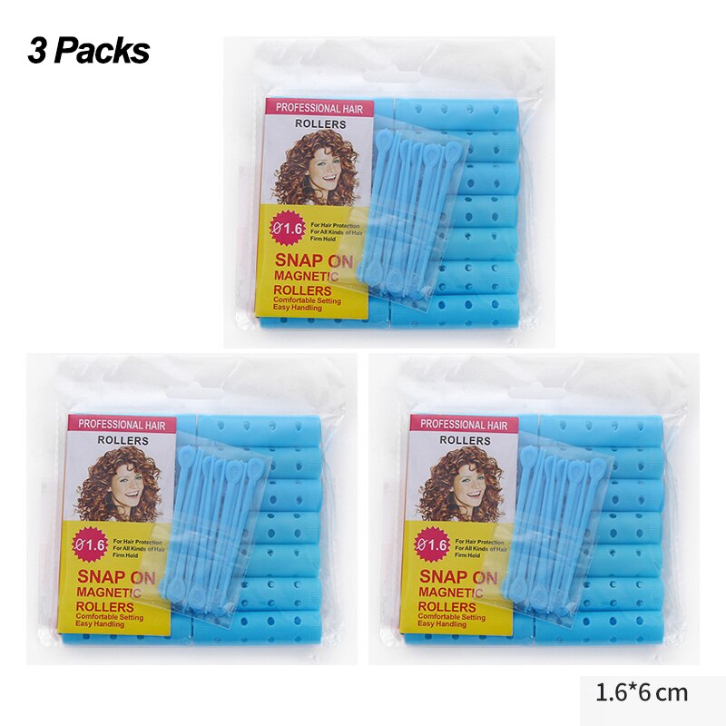 Kit de rouleaux à cheveux en plastique avec épingles à cheveux, 3 paquets/ensemble, 28mm, pour perming froide, barres de bigoudis, pince à Air, pour boucler, 1510: 16mm