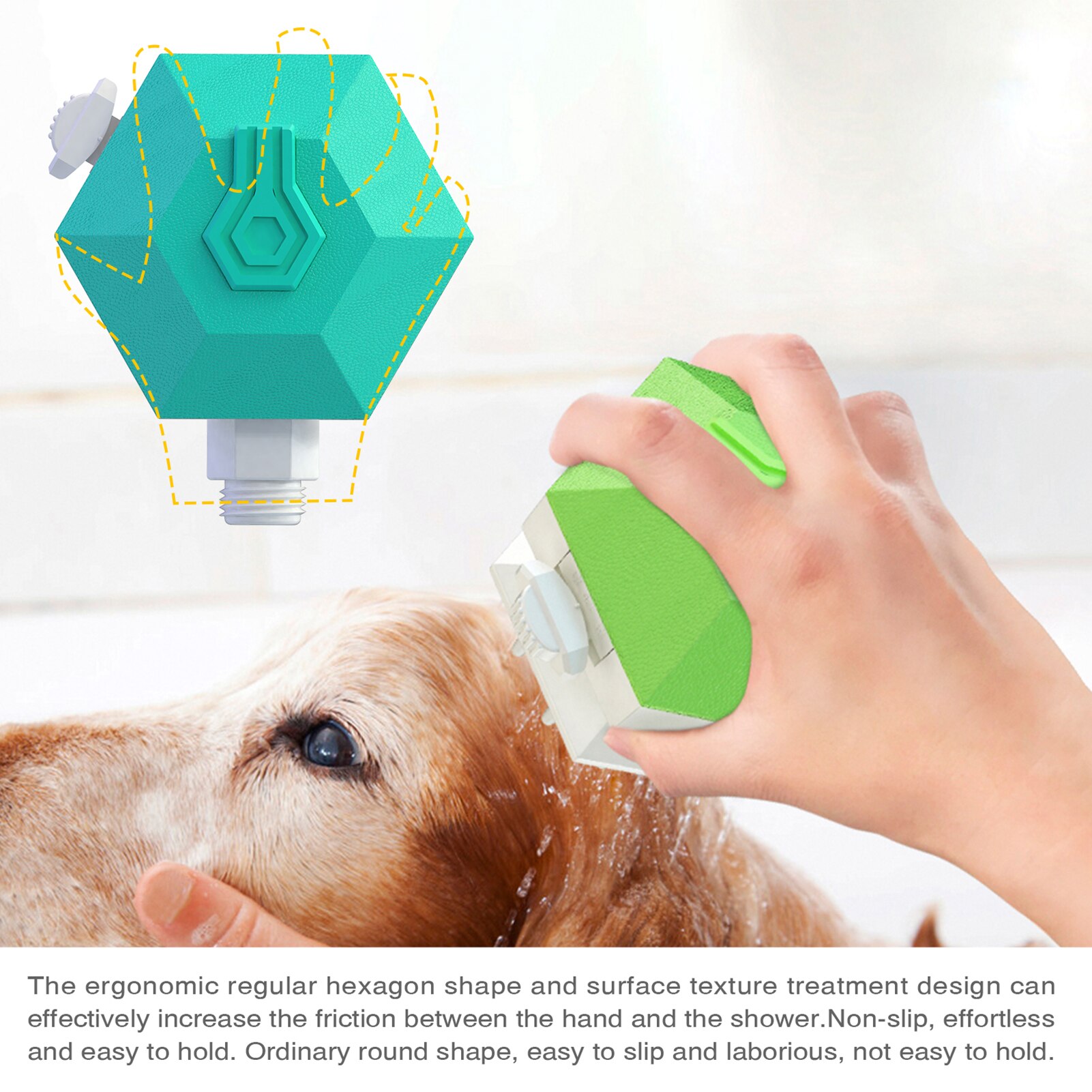 Pet Shower Sprayer Dog Shower Nozzle Handheld Dog Grooming Comb Sprayer Brush Hose Attachment Dog Bathing Tool