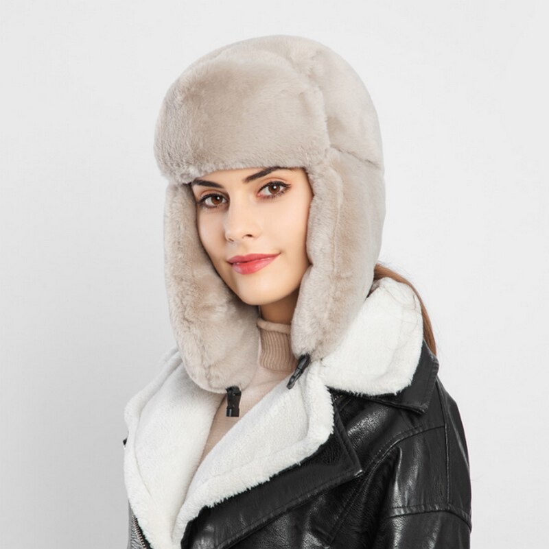Womens Winter Earflap Trapper Hat Faux Fur Windroof Fleece Lined Soft ...
