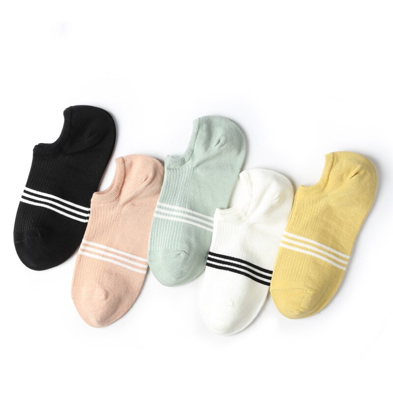 Streetwear Vrouwen Strepen Boot Sokken Vrouwelijke Onzichtbare Wit Leuke Sokken Katoen Pure Kleur Met Low Cut Eur 36-39 45