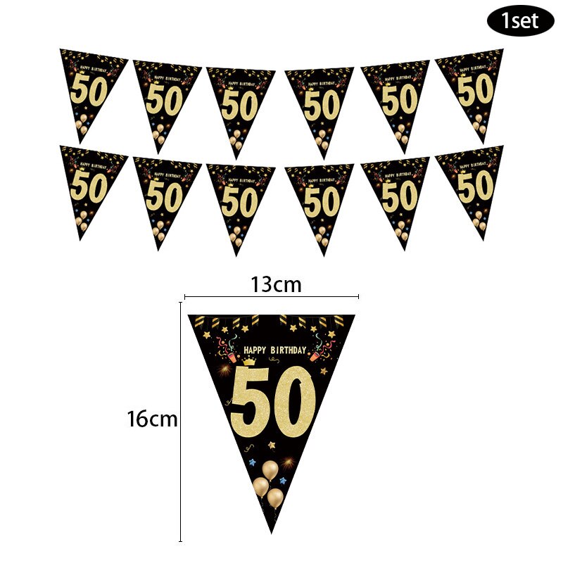 Happy Birthday Banner 30 40 50 60 År - Voksen Fest Baggrundsdekoration: 50
