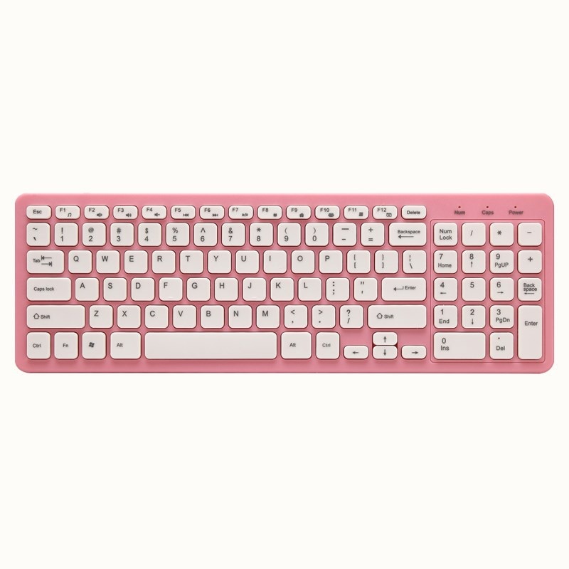 Ultra tynn bærbar standard 96-- nøkkel trådløst bluetooth-tastatur for ipad iphone mac pc (hvit svart blå rosa)