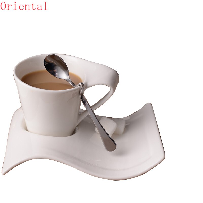 Ensemble tasse et soucoupe à café en céramique, style ondulé , luxe européen, petit couple, 90ml/130ml/200ml/300ml