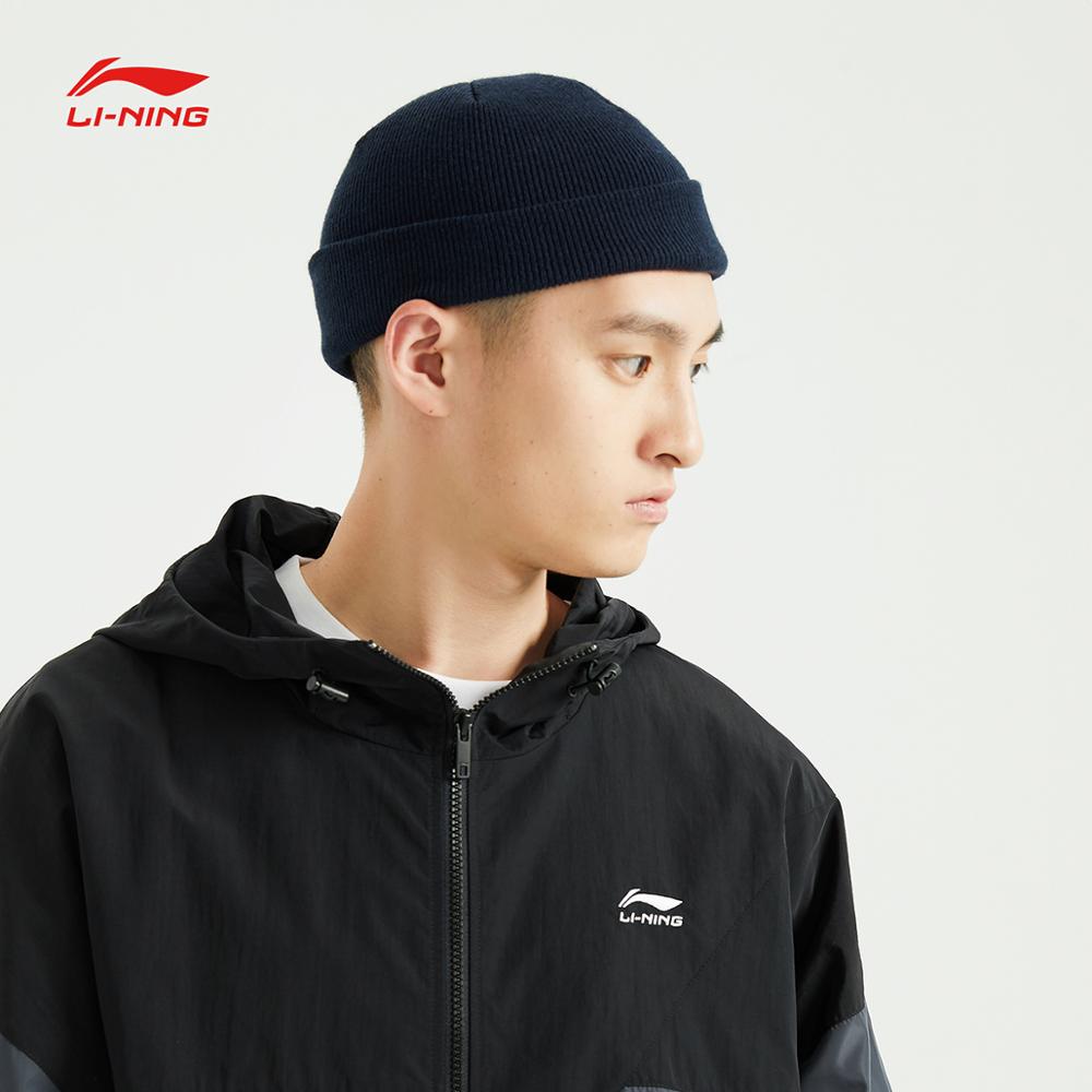 Li-ning-gorro de punto de tendencia Unisex, 100% antiestática de 21cm, forro acrílico, gorros deportivos cómodos, AMZQ054