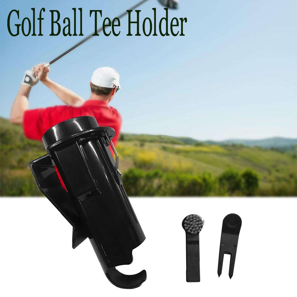 Outdoor Golf Ball Tee Holder Cup Golf Clip Grabber Divot Tool Portable Storage Box Golf Cleaning Tools With Brush Golf Accessory