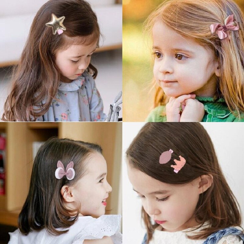 18 st baby hårklämma söt tecknad glitter kanin prinsessa krona hårspänne huvudbonad band rosett hårnålar blomma håraccessoarer