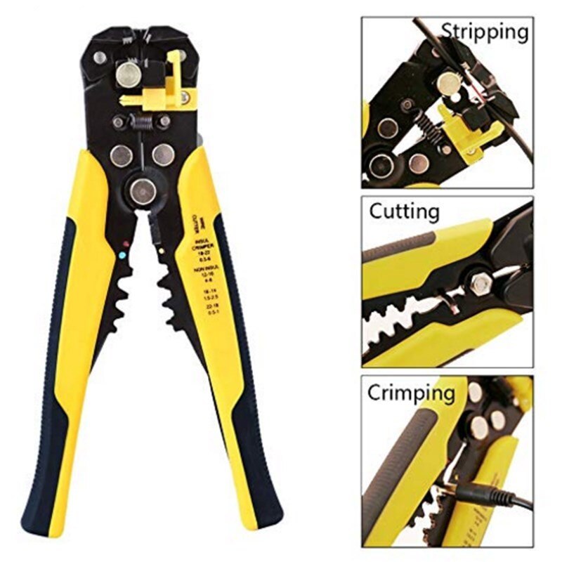 1Pc Kabel Wire Stripper Cutter Crimper Automatische Multifunctionele Tab Terminal Krimpen Strippen Tang Gereedschap 8 Inch