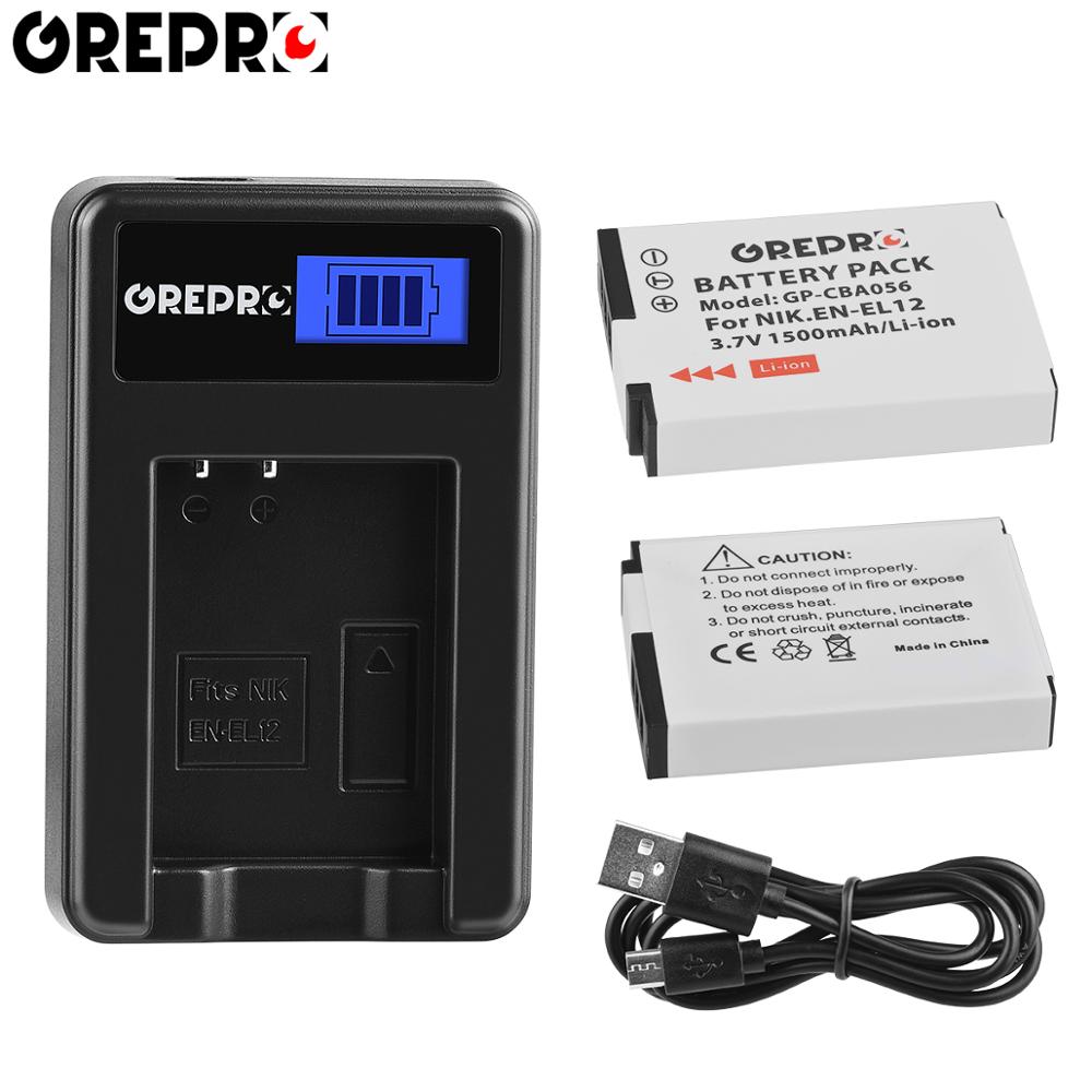 3Pcs EN-EL12 ENEL12 EN EL12 Battery + LCD USB Charger for Nikon Coolpix AW100s AW110s AW120s S610 S610c S710 S620 S630 S8000 S70: 2B with Charger