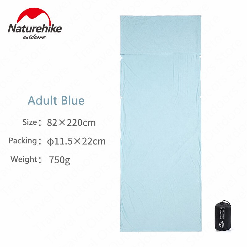 Naturehike Outdoor Draagbare Slaapzak Modal Stof Ultralight Envelop Slaapzak Zachte Voering Hotel Anti Vuil Slaapzak: Adult-Blue