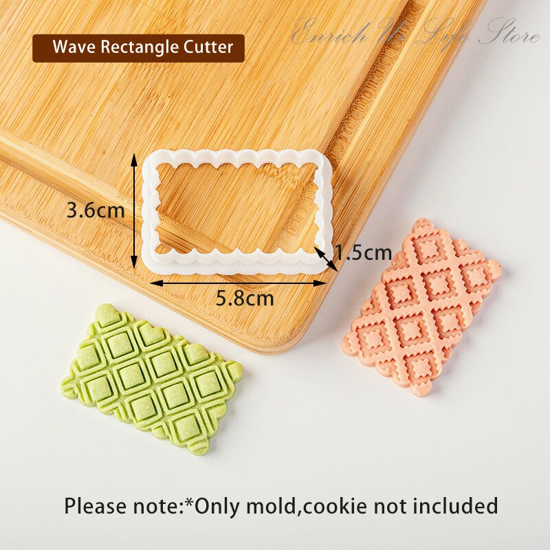 Wafel Textuur Geometrische Patroon Cookie Embosser Mold Valentijnsdag Golvend Vierkante Liefde Hart Icing Snijden Mold Bakken Tools: PC0312-Rectangle