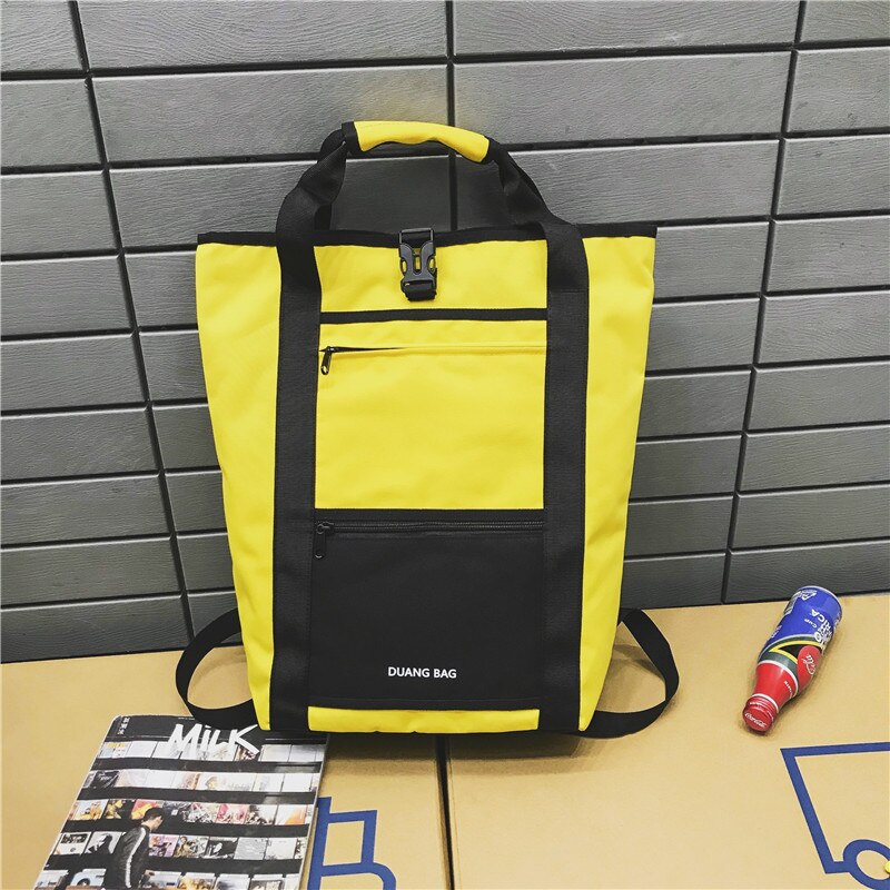 Leisure Backpack for Men and Women Korean Harajuku Ulzzang College Wind Campus Student Backpack Personality Bag Package: Yellow