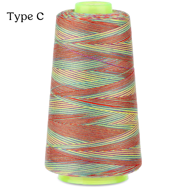 Nonvor 3000 Yards Rainbow Sewing Thread Multifunctional Polyester Sewing Thread for Regular Sewing Quilting Overlock Embroidery: Type C