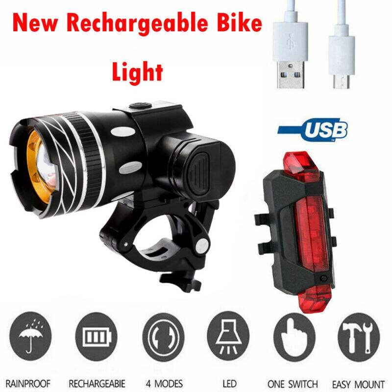 Rechargeable 15000LM XM-L T6 LED MTB Bicycle Light Bike Front Rear Headlight