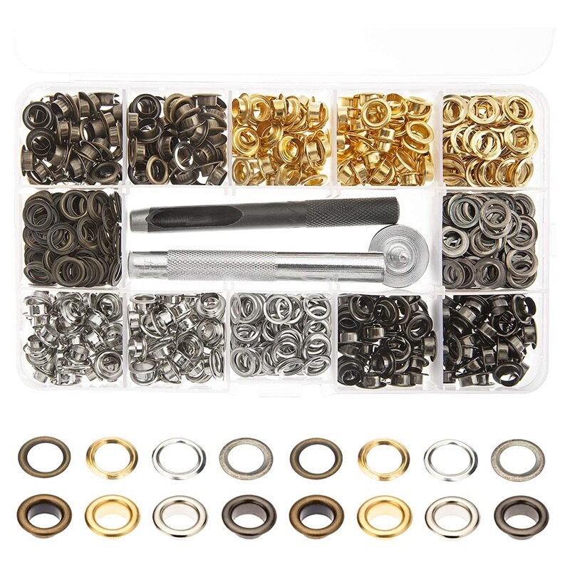 Grommets Eyelets Grommets Kit 400 Sets, Eyelets with 3 Installation Tools for Craft Making,Repair and Decoration.