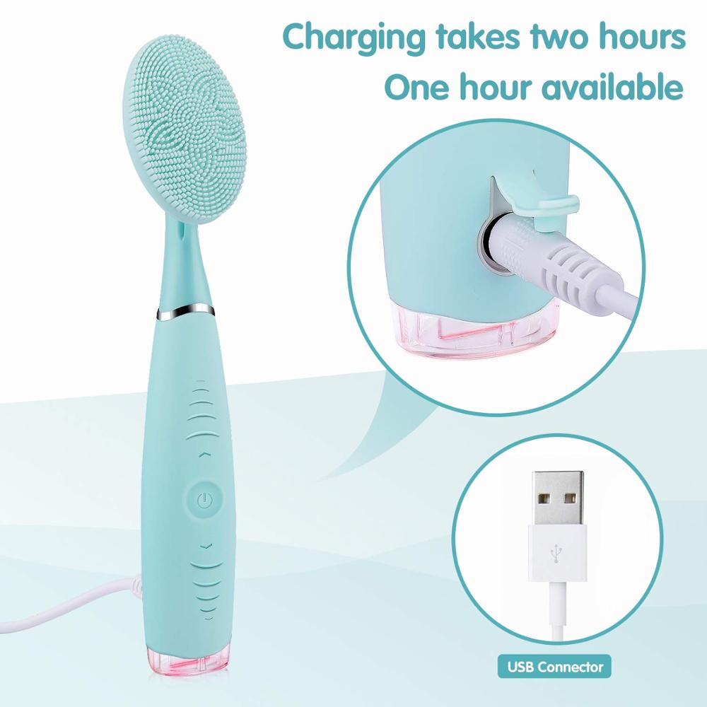 Limpiador Facial eléctrico cepillo de limpieza de silicona Dispositivo de lavado Facial limpiador de poros de la piel removedor de acné recargable