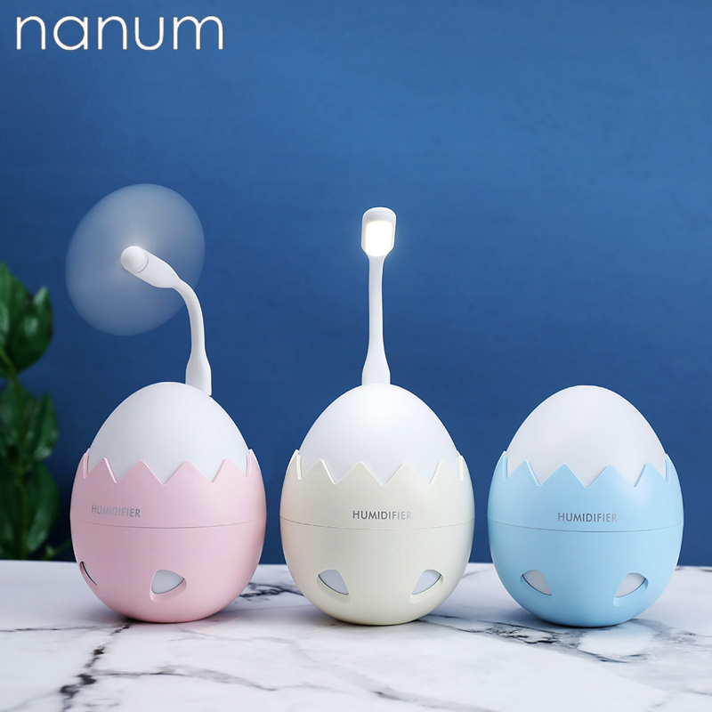 Car air freshener Eggshell Humidifier 3 in 1 Ultrasonic Air Purifier USB Fan Portable With LED Light Office Home Mist Maker