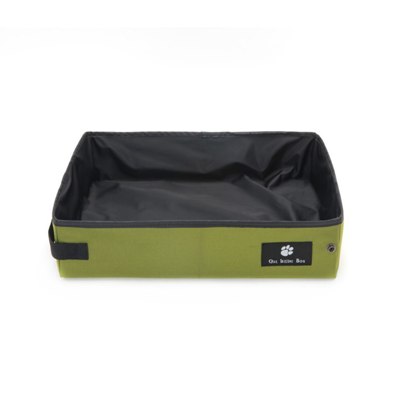 Idyllife Cat Bedpans Oxford Cloth Folding Litter Box Outdoor Basin for Kittens Waterproof Toilet Pet Supply Sandbox Cleaning: Green / 45x35x12.5cm