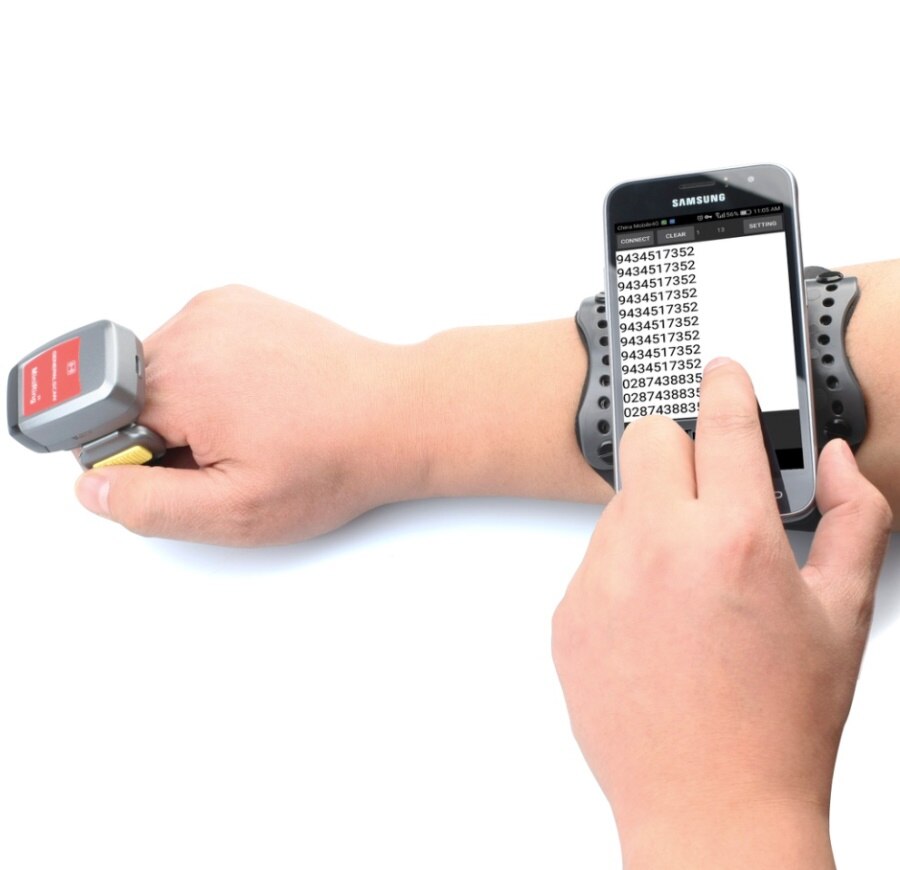 Wearable Armband für die meisten Smartphone oder Tablet, Drahtlose Arbeit mit Bluetooth Barcode Scanner Generalscan AB 2000