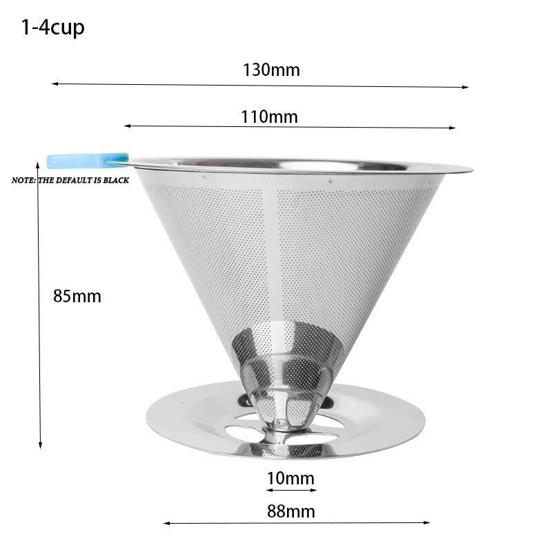 V60 rustfrit stål dryp filter med bund filterfri si hånd kaffe te perkolator genanvendelig kaffetragt: 1-4 op 300