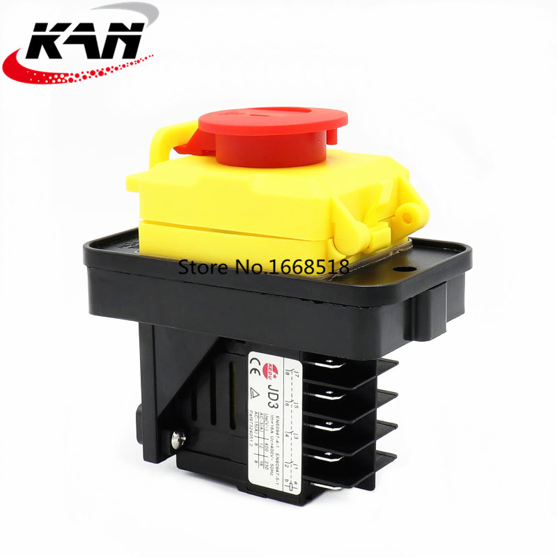 Kedu  jd3 230v/400v 8/10 pins 16/12a elektromagnetisk switch on off trykknapkontakter til industrielt værktøjsmaskiner