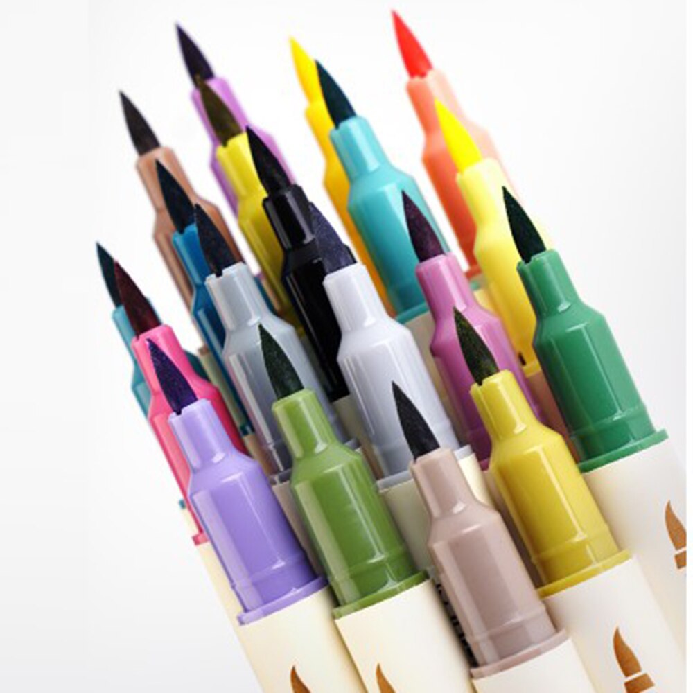 Kolor mazak zestaw pędzelków dwustronnie cienka wkładka woda tusz Blendable akwarela farba rysunek szkoła