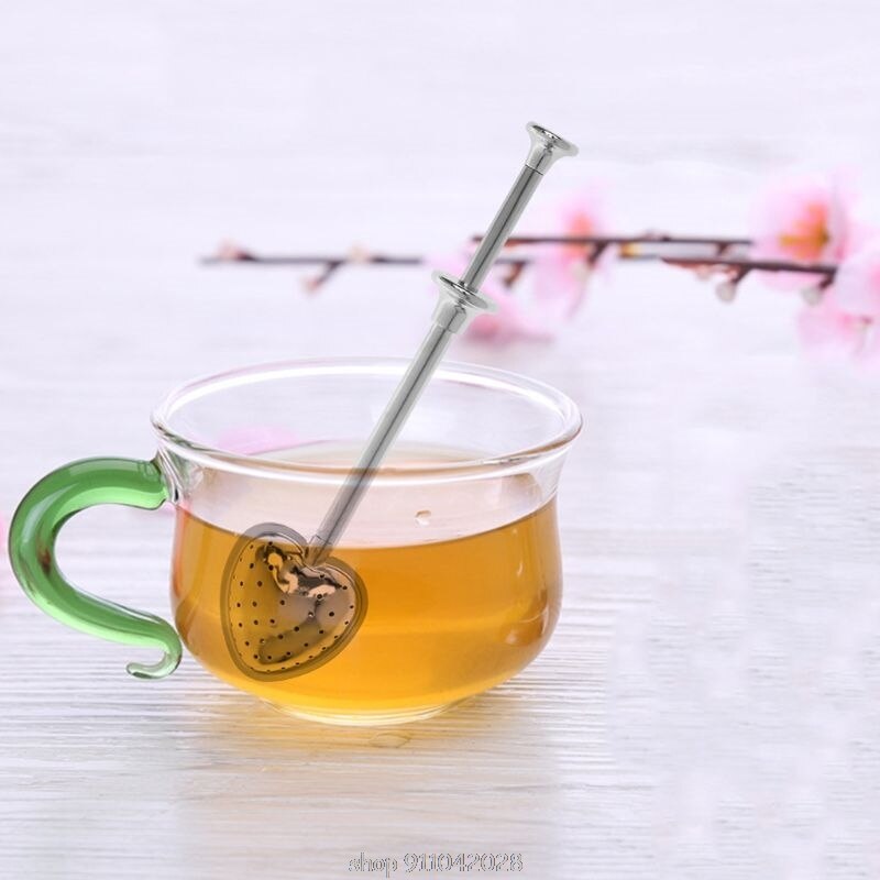 Heart Shape Stainless Steel Loose Leaf Tea Infuser Spoon Strainer Filter Herbal Spice With Long Handle D11 20
