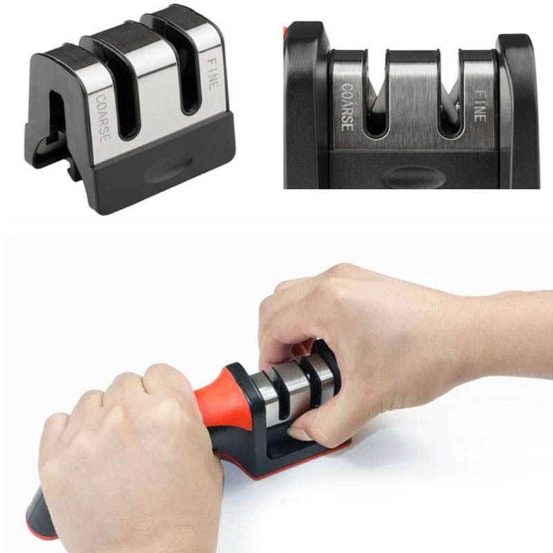 1 ud. Afilador de cuchillos de Cocina 3 agujeros piedras de afilar cuchillos herramientas pelucas de encaje frontal taidea Piedra afiladora