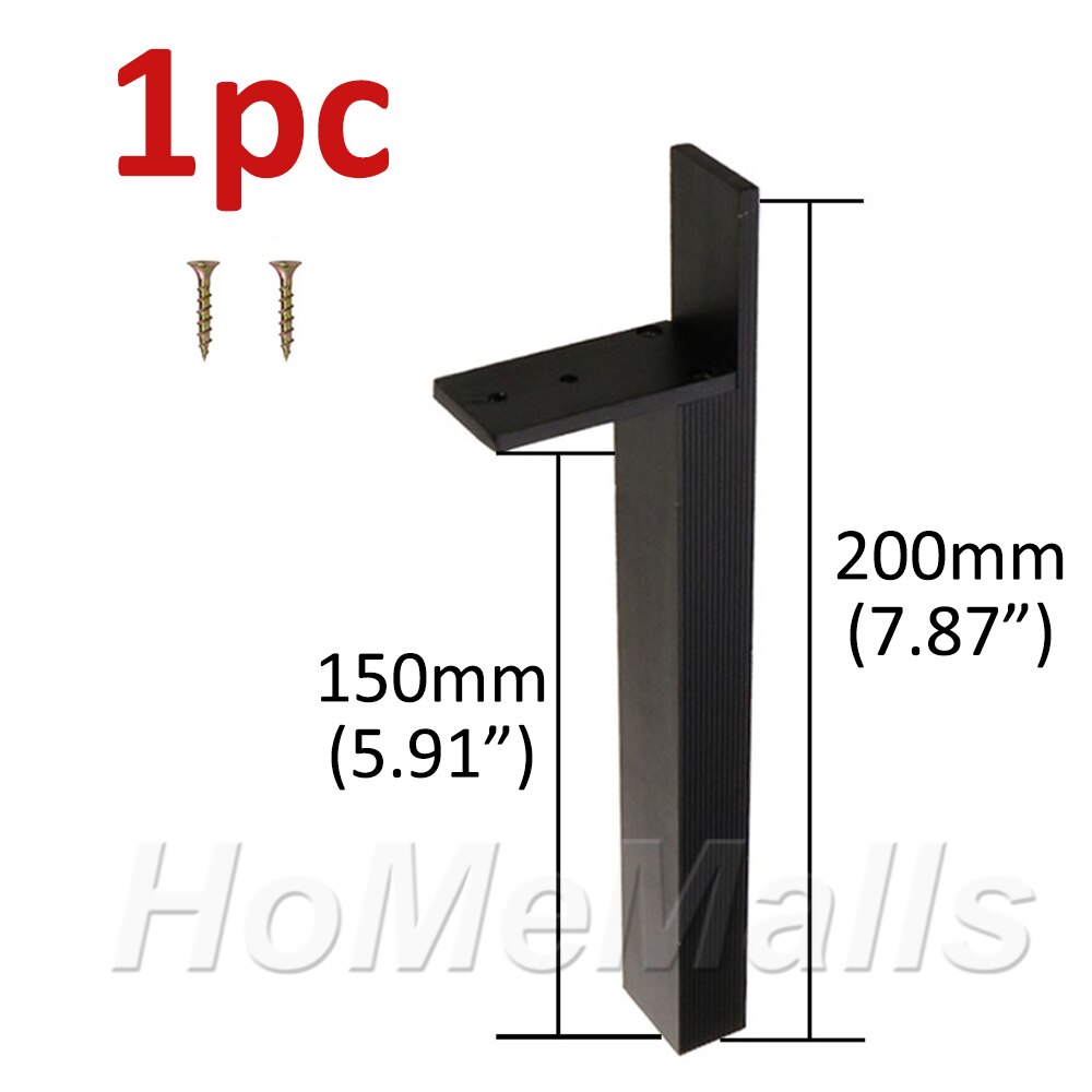 1pc Aluminium Alloy Furniture Legs For Sofa Leg Tea Table Support Leg Cabinet Foot Metal Furniture Feet Hardware Black Gold: 1pc 200mm Black