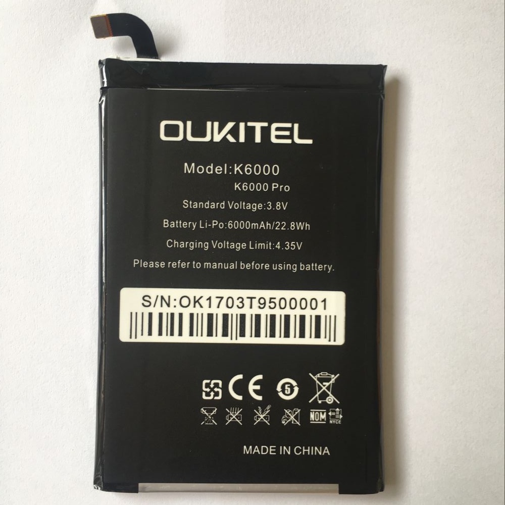 Oukitel K6000 Batterij 6000mAh Vervangende accessoire accu Voor Oukitel K6000 PRO Mobiele Telefoon