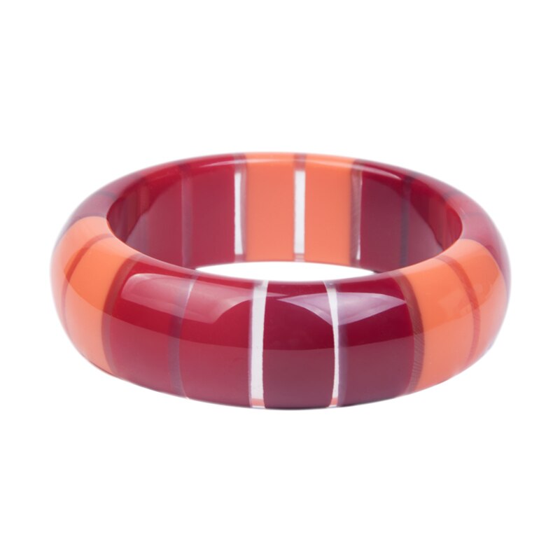 Guanlong Gradient Stripe Resin Round Bracelet Bangle 7 Color for Ladies High Street Jewelry: dark red