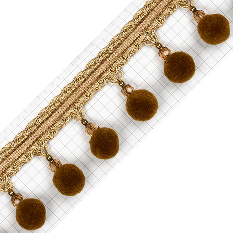 1M Vorhang Quaste Pom Pom Kugeln Trimmen Bommel trimmen Kristall Randbereich DIY NäHenne Band Material Hause Dekorative Zubehör