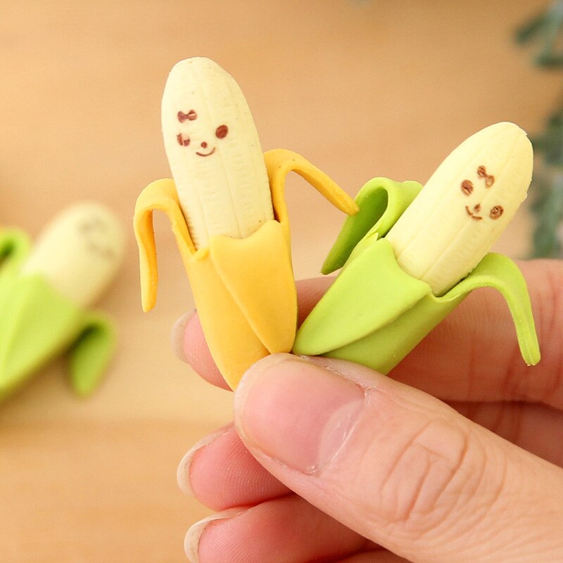 Cartoon Banana Eraser 2 Pcs Lovely Cute Banana Fruit Style Rubber Pencil Eraser Students Stationery School Supplie